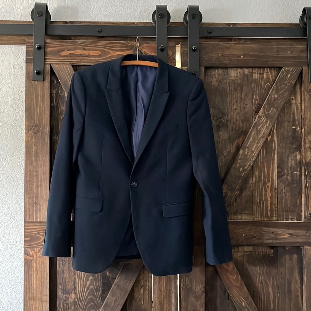TOPMAN navy blue Wool Blazer Sz-38